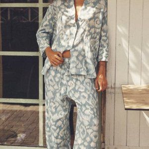 Zara Printed Ramie Two - Piece Set Size M